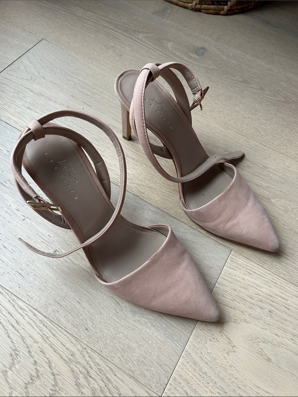 Lord & Taylor Blush Pink Pointed-Toe Ankle Strap Heels